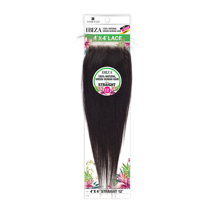 Shake N Go Ibiza 100% Natural Virgin Human Hair Lace Closure - 4X4 STRAIGHT 10"-12"
