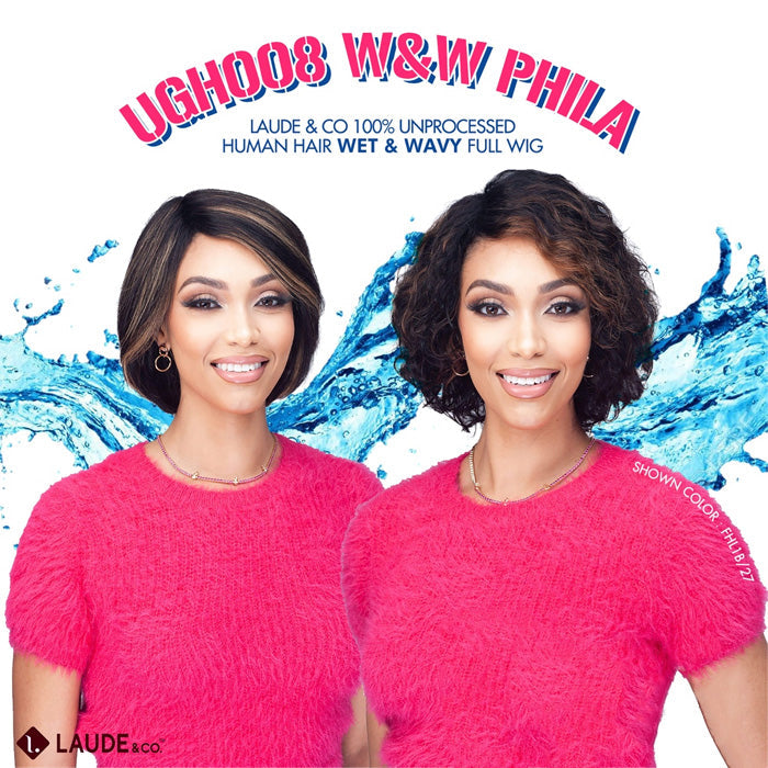 Laude & Co 100% Unprocessed Human Hair Wet & Wavy Full Wig - UGH008 W&W PHILA