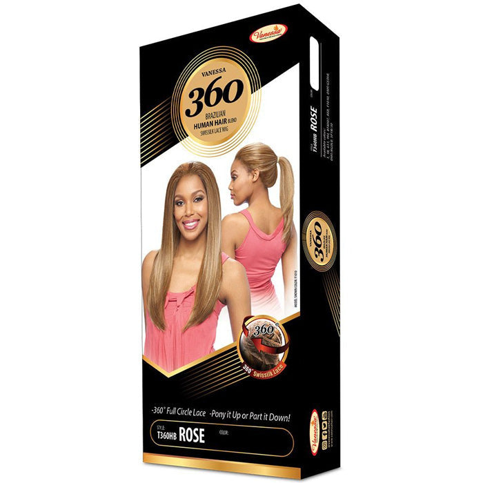 Vanessa Brazilian Human Hair Blend 360 Swissilk Lace Wig - T360HB ROSE