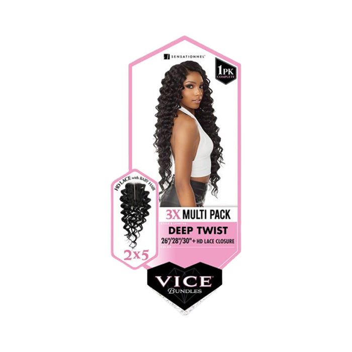 Sensationnel Vice Bundles 3X Multi Pack Weave + HD Lace Closure  - DEEP TWIST
