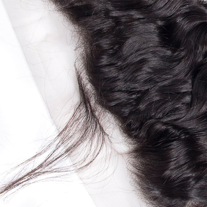 Malaysian Water Wave Virgin Hair Weave 3 Bundles With 13x4 Lace Frontal Ear To Ear