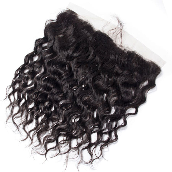 Malaysian Water Wave Virgin Hair Weave 3 Bundles With 13x4 Lace Frontal Ear To Ear