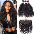 Brazilian Water Wave Virgin Hair Weave 3 Bundles With 13*4 Lace Frontal