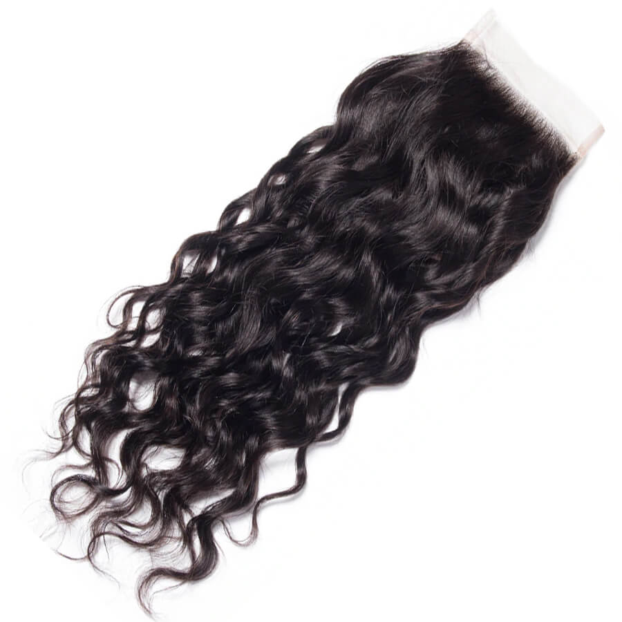 Malaysian Water Wave 4 Bundles With 4x4 Lace Closure Human Hair Closure With Bundle Deals
