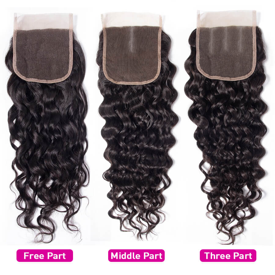 Malaysian Water Wave 4 Bundles With 4x4 Lace Closure Human Hair Closure With Bundle Deals