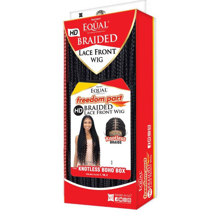 Freetress Equal Braided Freedom Part HD Lace Front Wig - KNOTLESS BOHO BOX