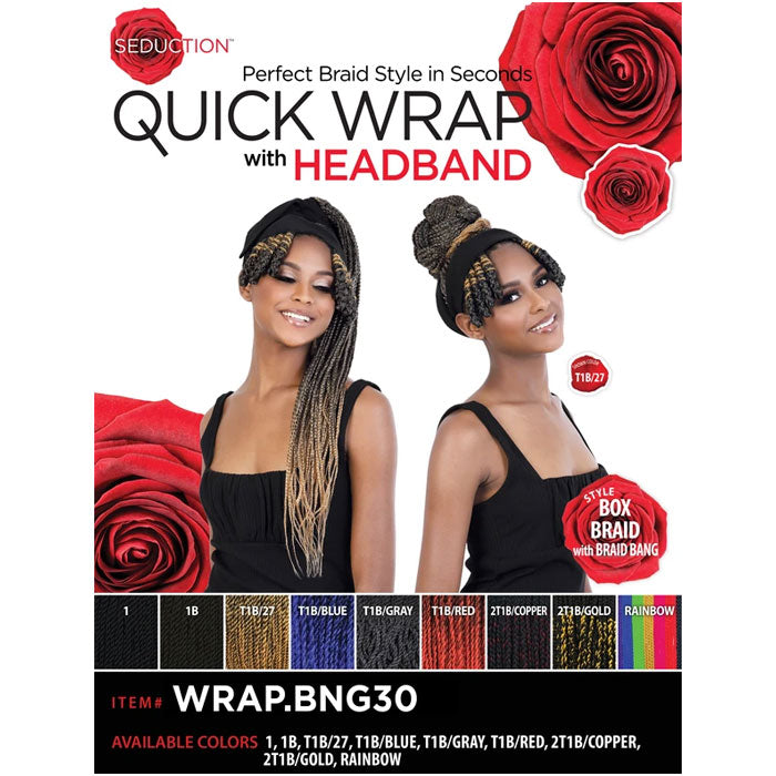 Seduction Quick Wrap with Headband Wig - BOX BRAID with BANG 30" - WRAP.BNG30