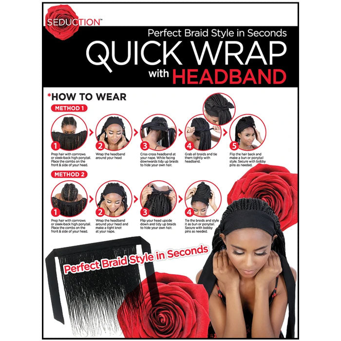 Seduction Quick Wrap with Headband Wig - BOX BRAID with BANG 30" - WRAP.BNG30