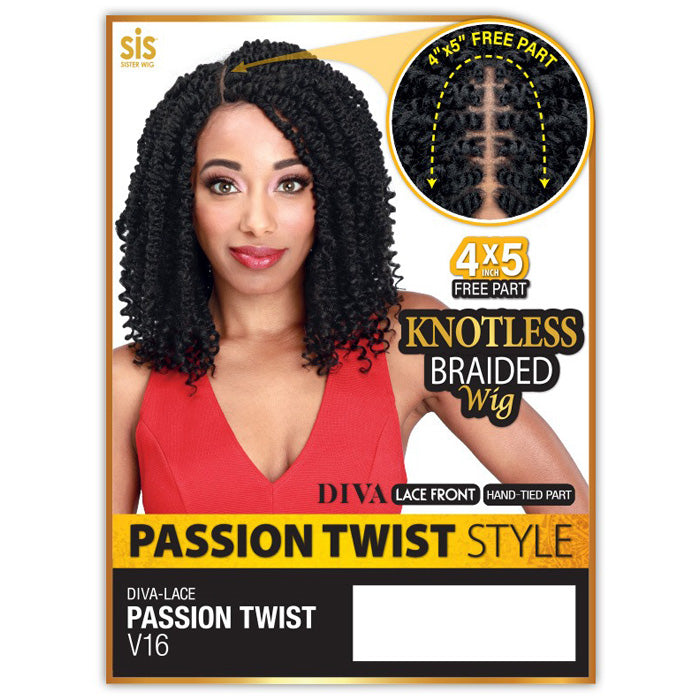 Zury Sis Knotless Braided 4x5 Free Part Lace Front Wig - DIVA LACE PASSION TWIST V 16