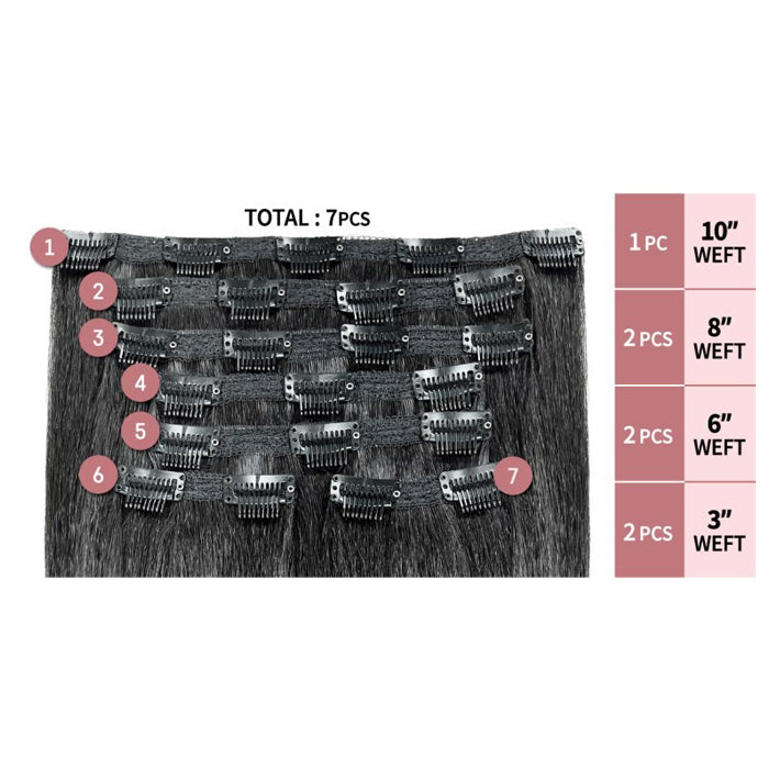 Zury Natural Dream Clip ON 7 Silk Press Weave - NATURAL PERM 14/18 inch